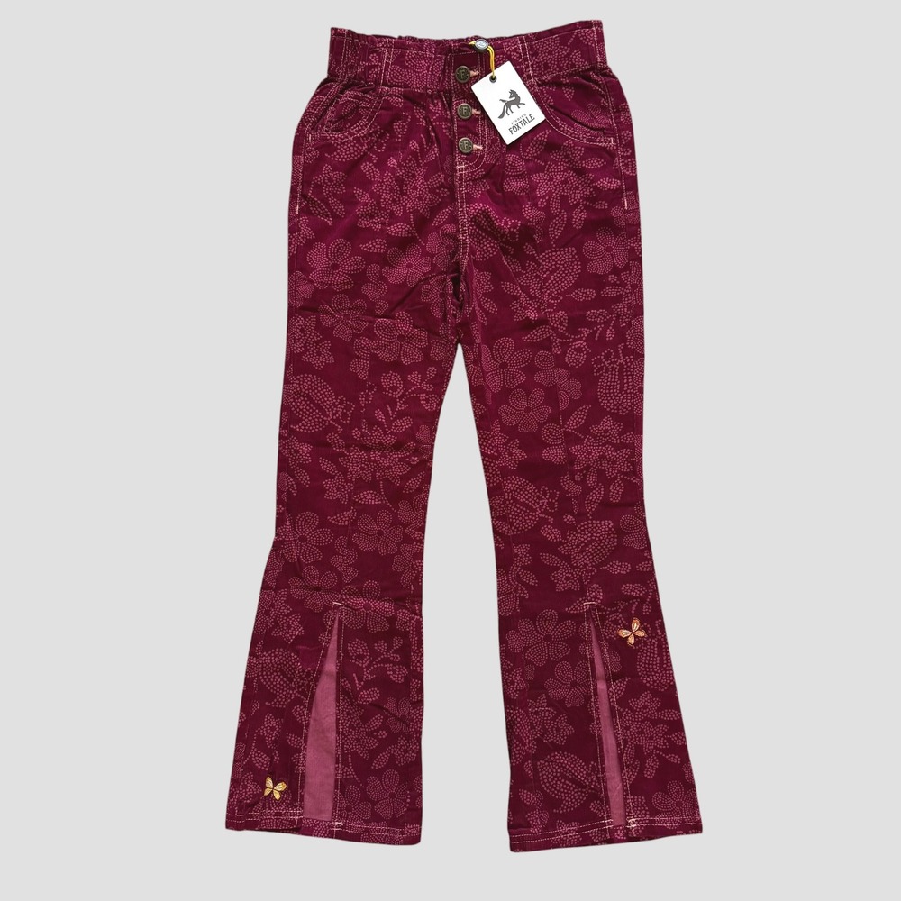 Finding Foxtale Flower Child Flare Kids Girls Burgundy Corduroy Pants Sz 10 NWT